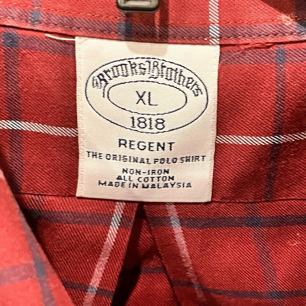 Brooks Brothers Mens Shirt X-Large Burgundy Plaid Regent Long Sleeve Button Up - Picture 2 of 11